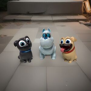 Disney Junior Puppy Dog Pals A.R.F, Rolly, Bingo Set of 3 Figures 1.5"-2" Tall